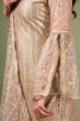 Beige Straight Cut Net Trouser Suit