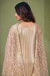Beige Straight Cut Net Trouser Suit