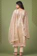 Beige Straight Cut Net Trouser Suit