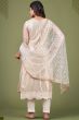 Cream Straight Cut Net Trouser Suit