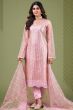 Pastel Pink Straight Cut Net Trouser Suit