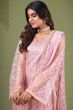 Pastel Pink Straight Cut Net Trouser Suit