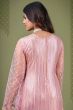 Pastel Pink Straight Cut Net Trouser Suit