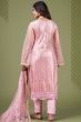 Pastel Pink Straight Cut Net Trouser Suit