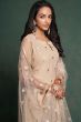 Light Beige Sequins Embroidered Net Trouser Suit