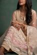 Light Beige Sequins Embroidered Net Trouser Suit