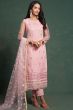 Pale Pink Sequins Embroidered Net Trouser Suit