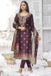Wine Purple Woven Silk Trouser Suit