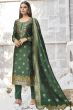 Dark Green Woven Silk Trouser Suit