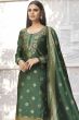 Dark Green Woven Silk Trouser Suit