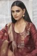 Dark Maroon Woven Silk Trouser Suit