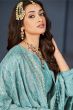 Sky Blue Dola Jacquard Embroidered Trouser Suit 