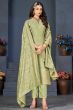 Pistachio Green Dola Jacquard Embroidered Trouser Suit 