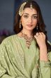 Pistachio Green Dola Jacquard Embroidered Trouser Suit 