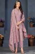 Light Mauve Dola Jacquard Embroidered Trouser Suit 