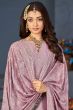 Light Mauve Dola Jacquard Embroidered Trouser Suit 