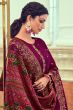 Burgundy Embroidered Straight Cut Jacquard Trouser Suit