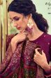 Burgundy Embroidered Straight Cut Jacquard Trouser Suit