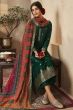 Dark Green Jacquard Embroidered Straight Cut Trouser Suit