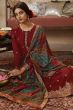 Maroon Jacquard Embroidered Straight Cut Trouser Suit