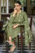 Olive Green Cotton Pakistani Embroidered Salwar Kameez