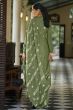Olive Green Cotton Pakistani Embroidered Salwar Kameez