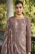 Plum Brown Cotton Pakistani Embroidered Salwar Kameez