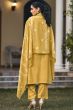 Yellow Cotton Pakistani Embroidered Salwar Kameez