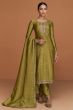 Olive Green Silk Trouser Suit