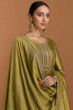 Olive Green Silk Trouser Suit