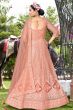 Peach Resham Embroidered Net Lehenga Choli