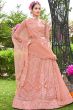 Peach Resham Embroidered Net Lehenga Choli