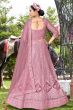 Dusty Pink Embroidered Net Lehenga Choli