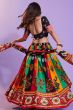 Multicolor Cotton Printed Chaniyacholi With Black Choli