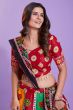 Multicolor Cotton Printed Chaniyacholi With Deep Red Choli