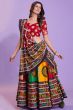 Multicolor Cotton Printed Chaniyacholi With Deep Red Choli