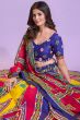 Multicolor Cotton Printed Chaniyacholi With Dark Blue Choli