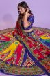 Multicolor Cotton Printed Chaniyacholi With Dark Blue Choli