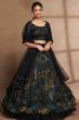 Black Printed Frilled Lehenga Choli