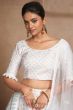 White Printed Frilled Lehenga Choli