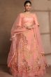 Peach Printed Frilled Lehenga Choli