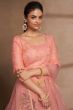 Peach Printed Frilled Lehenga Choli