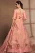Peach Printed Frilled Lehenga Choli