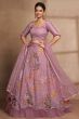Lavender Printed Frilled Lehenga Choli