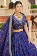 Royal Blue Floral Print Embroidered Lehenga Choli