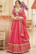 Hot Pink Floral Print Embroidered Lehenga Choli