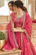 Hot Pink Floral Print Embroidered Lehenga Choli