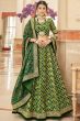 Green Art Silk Embroidered A line Lehenga Choli