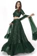 Dark Green Party Wear Lehenga Choli With Sequins Work