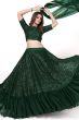 Dark Green Party Wear Lehenga Choli With Sequins Work